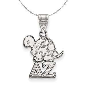 Sterling Silver Delta Zeta Small Pendant Necklace - 16 Inch